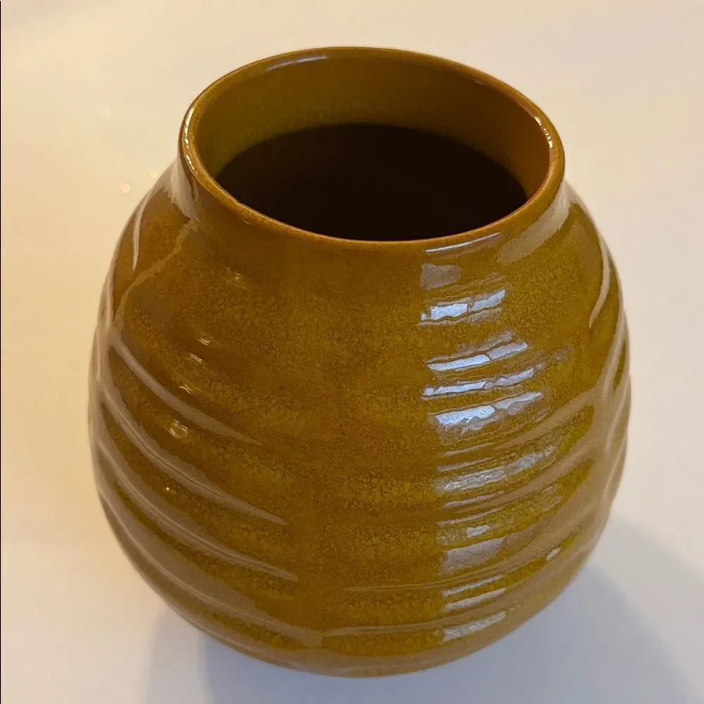 Crate and Barrel Mara Orange Vase Glazed Terra Cotta